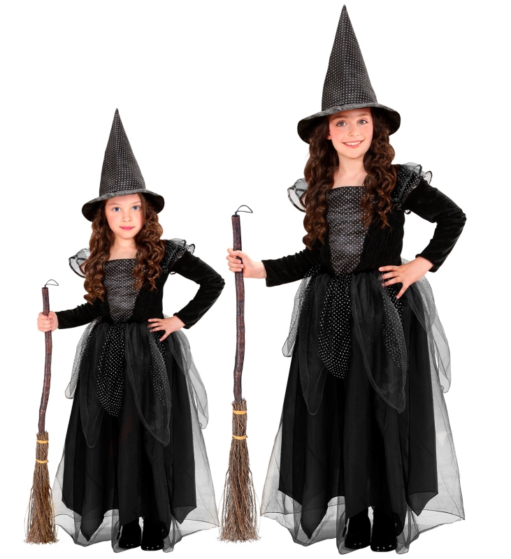 Čarodějnice černá dlouhé šaty - 116 cm / 4-5 let